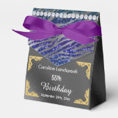 Ballotins Parties scintillant Silver Foil Dark Blue Zebra Im (Verso)