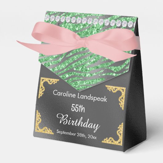 Ballotins Parties scintillant Silver Foil Green Zebra Imprim (Verso)