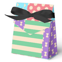 Pastel Checker Stripe Bow pois géométrique