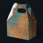Ballotins Patine de cuivre grunge et turquoise<br><div class="desc">Boîte à cadeaux vintage étincelante en teal et cuivre avec motif damassé et accents d'aqua.</div>