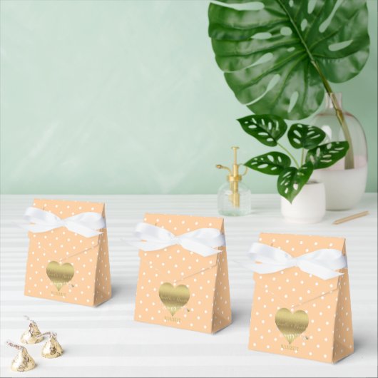 Ballotins Peach White Pois Élégant Mariage Fête d'invités (Multiple)