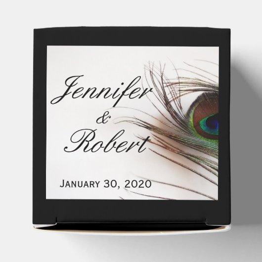 Ballotins Peacock Feather Glamor Wedding Favor Box (Haut)