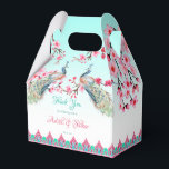 Ballotins Peacocks rose fleurs ombre aqua bleu<br><div class="desc">Peacocks et fleurs de pomme rose rose et bleu aqua bleu ombre personnalisé ballotins de mariage personnalisés.</div>