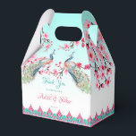 Ballotins Peacocks rose fleurs ombre aqua bleu<br><div class="desc">Peacocks et fleurs de pomme rose rose et bleu aqua bleu ombre personnalisé ballotins de mariage personnalisés.</div>