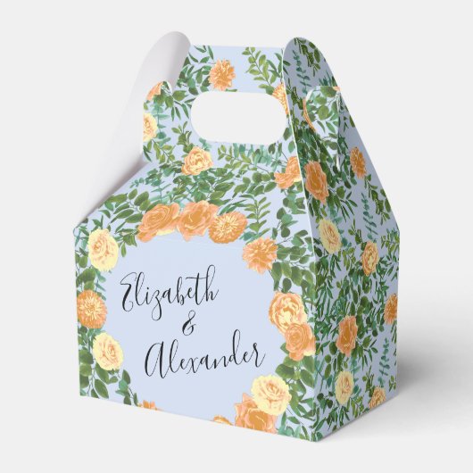 Ballotins Pêcher bleu clair Mariage Roses Floral (Verso)