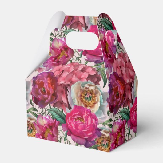 Ballotins Peonies roses rouges et fleurs d'Hydrangée (Verso)