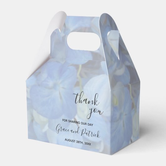 Ballotins Périwinkle Blue Hydrangeas Wedding Favor Box (Verso)