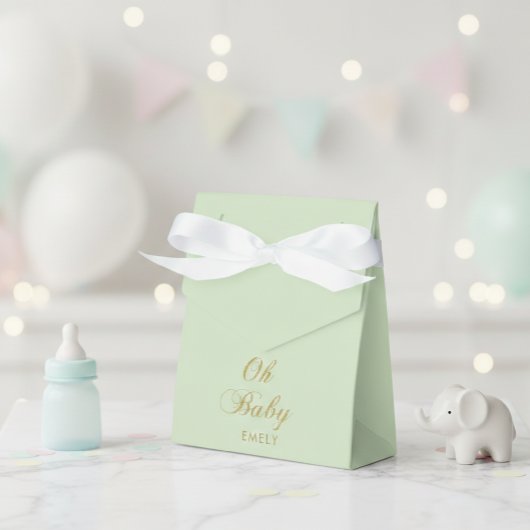 Ballotins Personalized Mint Green Favor Box with Gold Script