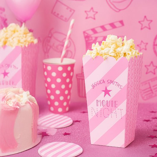 Ballotins Personalized Pink Movie Night Popcorn Box