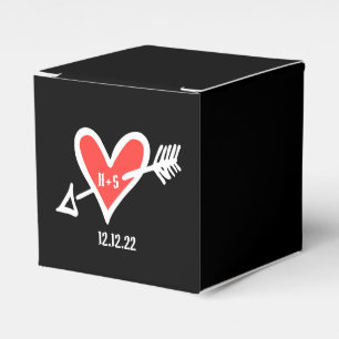Ballotins Personnalisé Black & Red Love Heart Wedding Favor