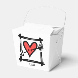 Ballotins Personnalisé Black & Red Love Heart Wedding Favor 