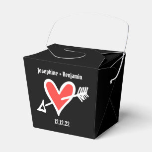 Ballotins Personnalisé Black & Red Love Heart Wedding Favor 
