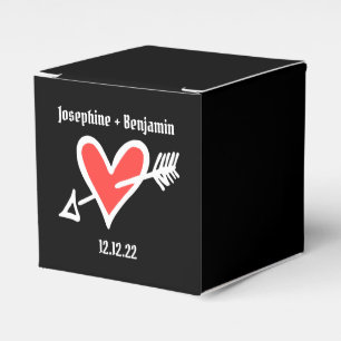 Ballotins Personnalisé Black & Red Love Heart Wedding Favor