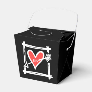 Ballotins Personnalisé Black & Red Love Heart Wedding Favor 
