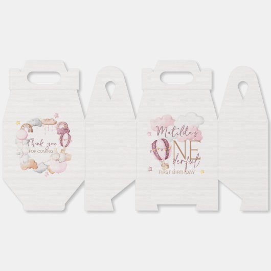 Ballotins Personnalisé ONEderful Birthday Theme Party Boxes (Déplié)