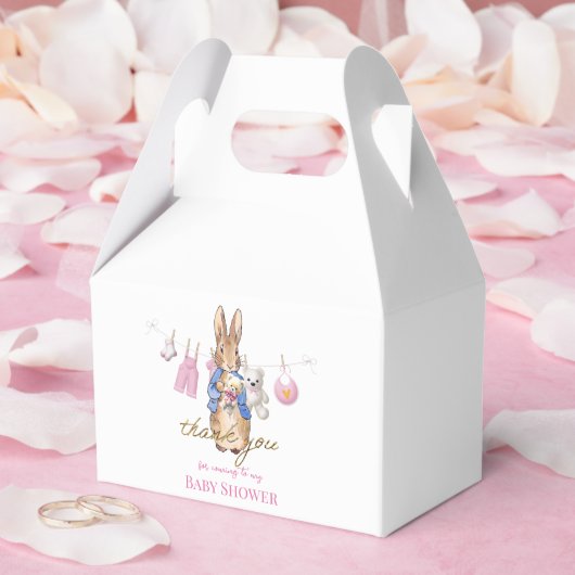 Ballotins Peter le lapin avec lapin rose merci (Mariage)