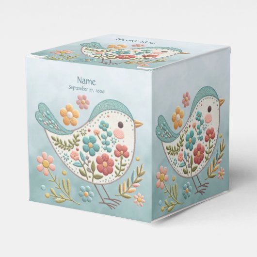 Ballotins Petit oiseau bleu rose Fleurs Ballotin (Verso)