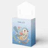 Ballotins Petite broderie florale d'oiseaux Ballotin bleu (Ouvert)