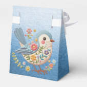 Ballotins Petite broderie florale d'oiseaux Ballotin bleu (Arrière)