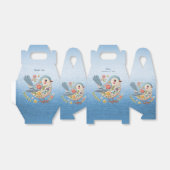 Ballotins Petite broderie florale d'oiseaux Ballotin bleu (Déplié)