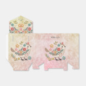 Ballotins Petites fleurs Feuilles d'oiseaux Ballotin rose (Déplié)