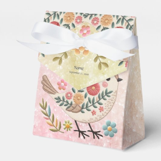 Ballotins Petites fleurs Feuilles d'oiseaux Ballotin rose (Verso)