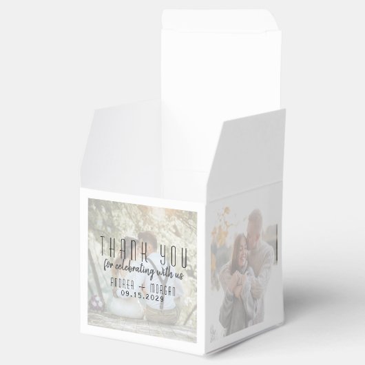 Ballotins Photo Collage de mariage boîte de préférence (Ouvert)