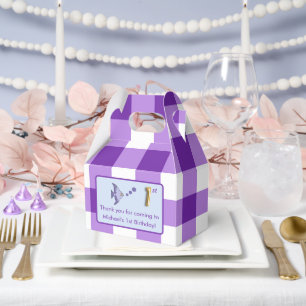 Ballotins Photo d'anniversaire 1 an Gingham violet Poisson F