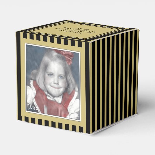 Ballotins Photo Keepsaké Noir/Or Simple Stripes Motif (Arrière)