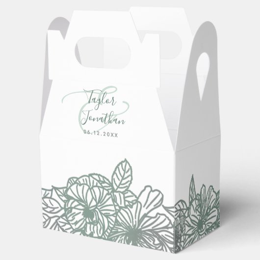 Ballotins Photo personnalisée Sage Vert Fleurs Nice Mariage (Ouvert)
