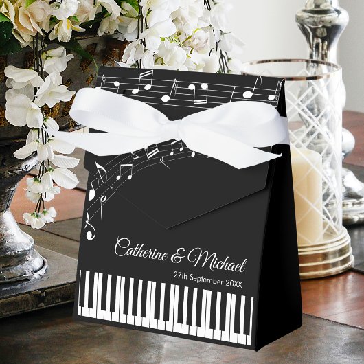 Ballotins Piano Keys Notes musicales Mariage noir et blanc