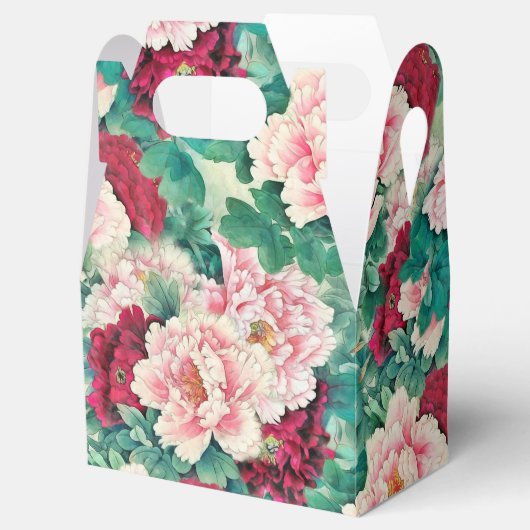 Ballotins Pies roses rouges et Motif Feuille vert (Ouvert)