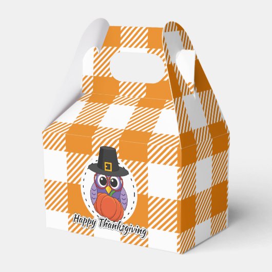 Ballotins Pilgrim owl on Orange Plaid - Happy Thanksgiving (Verso)