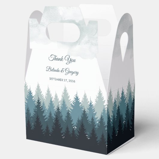 Ballotins Pine Arbre Aquarelle Forêt Mariage rustique (Ouvert)