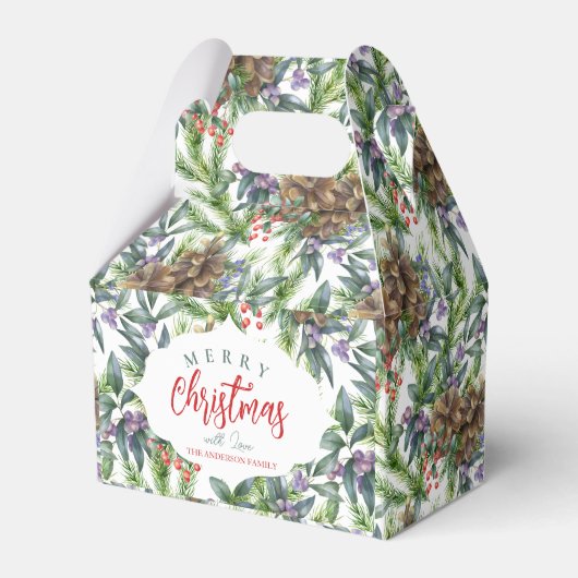 Ballotins Pine cônes motif Joyeux Noël fleuri (Verso)