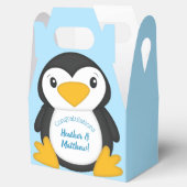 Ballotins Pingouin Baby Douche Bleu Faveur Box (Ouvert)