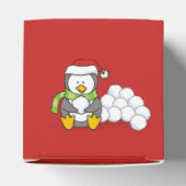 Ballotins Pingouin de Noël assis avec des boules de neige (Haut)