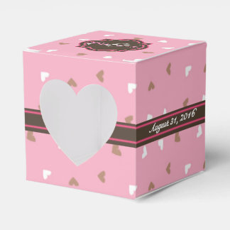 Ballotins Pink & Chocolat Personnalisé Mariage Boîte de Fave