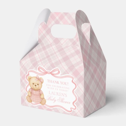 Ballotins Pink Coquette Bow Bear Baby Shower Favor Box (Verso)