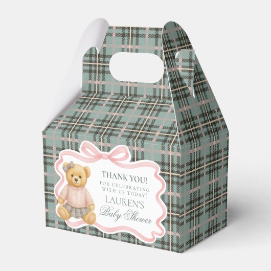 Ballotins Pink Coquette Bow Bear Baby Shower Favor Box (Arrière)