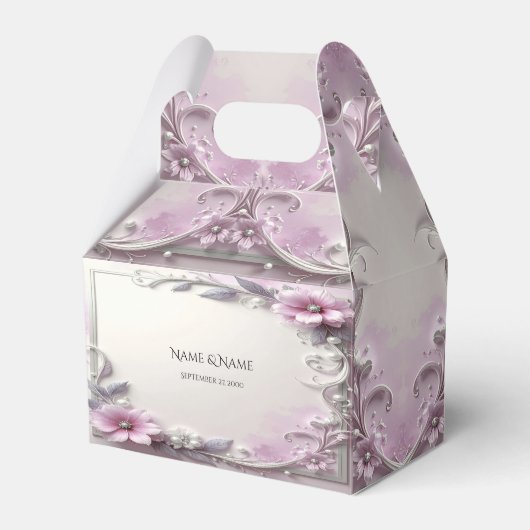 Ballotins Pink Floral Frame Favor Box (Verso)