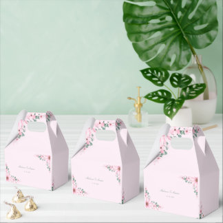 Ballotins Pink floral wedding Favor boxes customizable 