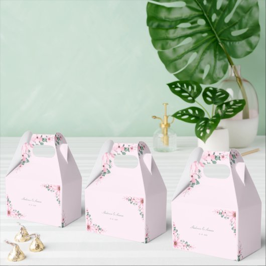 Ballotins Pink floral wedding Favor boxes customizable (Multiple)