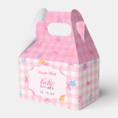 Ballotins Pink Gingham Floral Bow Baby Shower Favor Boxes (Verso)