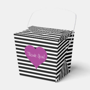 Ballotins Pink Love Heart Black & White Striped Motif Nom