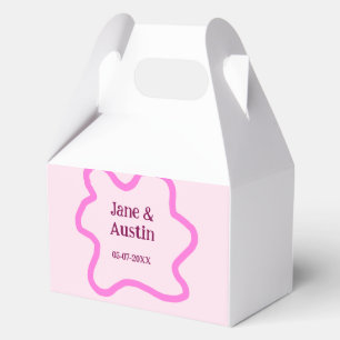 Ballotins Pink pastel rétro mariage bordure nom date