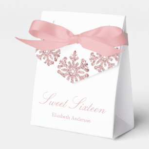 Ballotins Pink Rose Gold Snowflake Winter Sweet 16