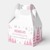 Ballotins Pink Snowflake Winter Birthday Party Favor Box (Verso)