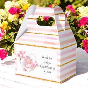 Ballotins Pink Tea Party Gold Stripes Floral Ballotin