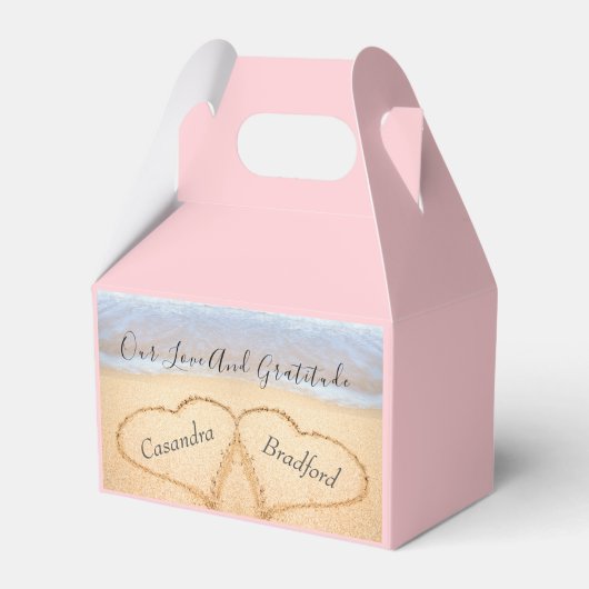 Ballotins Plage violet rose vif Mariage 2 Coeurs dans le sab (Verso)